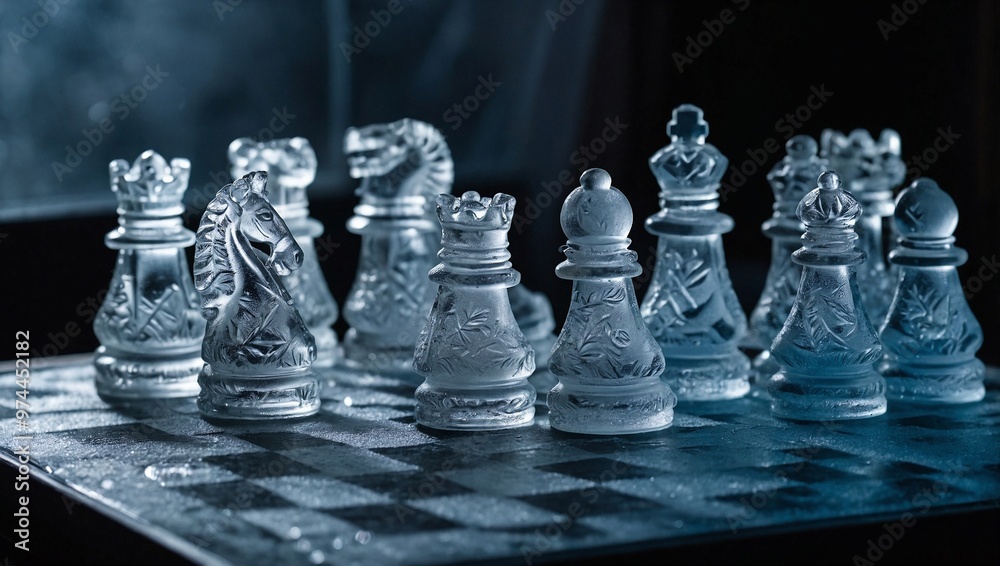 A set of intricate chess pieces carved entirely