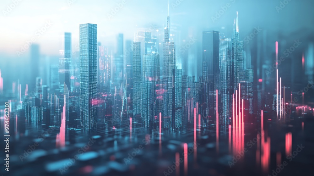 A creative digital rendering of a city skyline built from financial charts and graphs, symbolizing business growth. A creative digital rendering of a city skyline built from financial charts and graphs, symbolizing business growth.