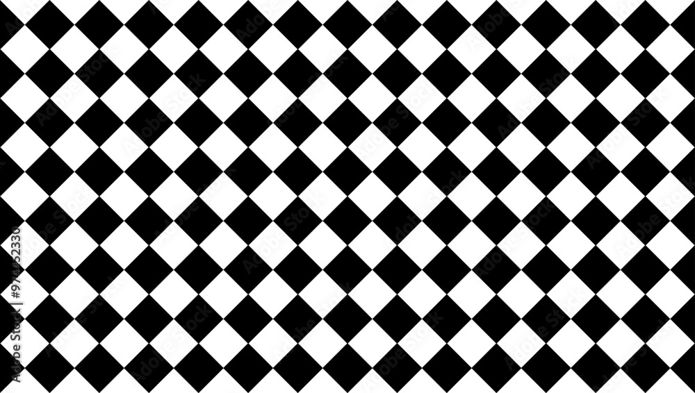 Diagonal chess tile illustration on black white tile. Diagonal chess tile.
