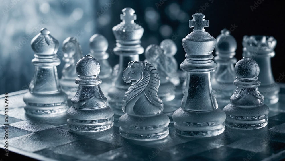 A set of intricate chess pieces carved entirely