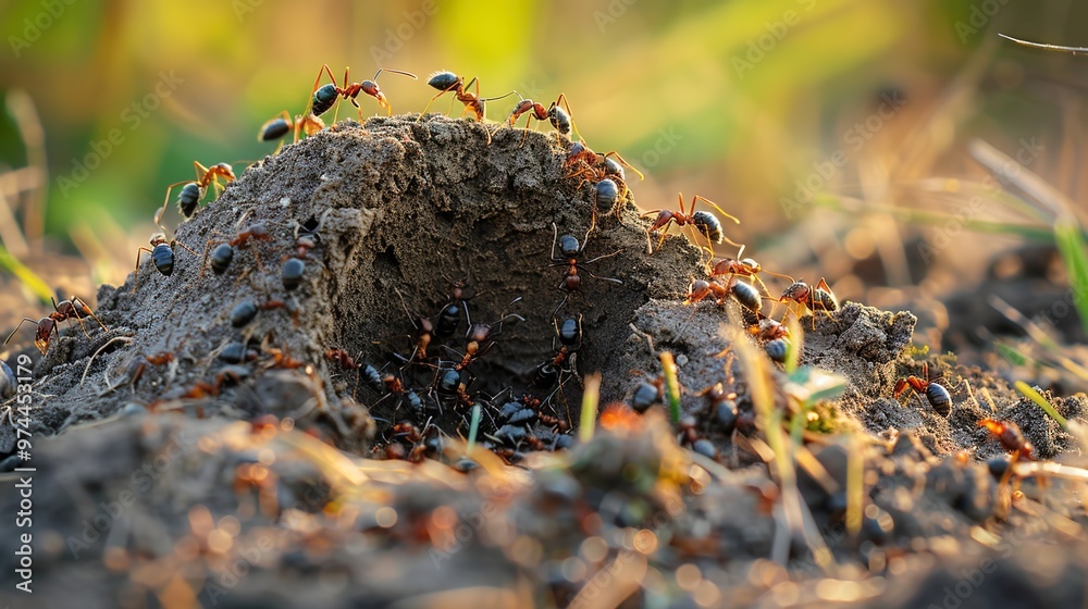Ants building colony closeup Ants building colony closeup