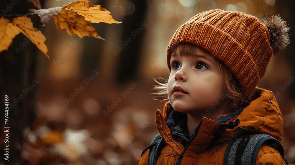 close-up of a child playing with autumn leaves. Selective focus close-up of a child playing with autumn leaves. Selective focus