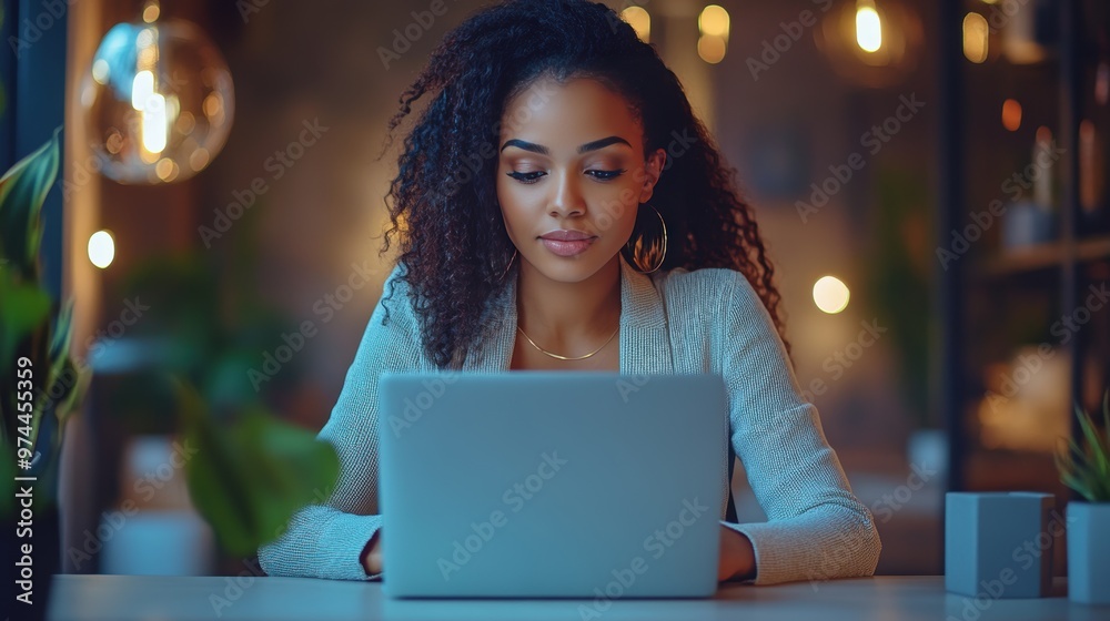 Productive Businesswoman Close-up Laptop Work