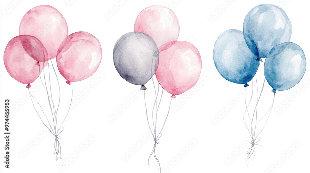 Watercolor Balloons.