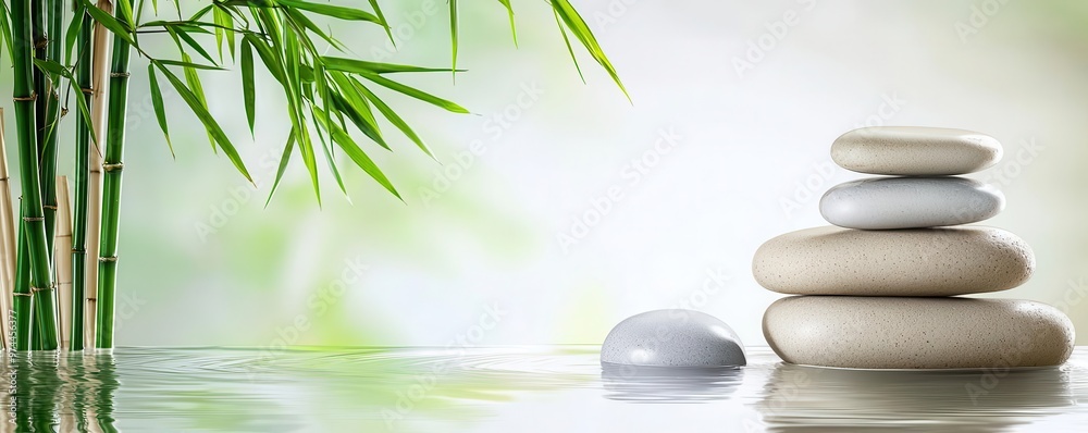 A tranquil spa setting with smooth stones, running water, and bamboo, bathed in soft natural light, Zen, Minimalist, Earth tones, Vitality and relaxation A tranquil spa setting with smooth stones, running water, and bamboo, bathed in soft natural light, Zen, Minimalist, Earth tones, Vitality and relaxation