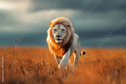 lion in the grass photo