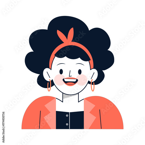 Happy woman wearing a mane illustration