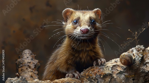 Close-up Portrait of a Curious Ferret