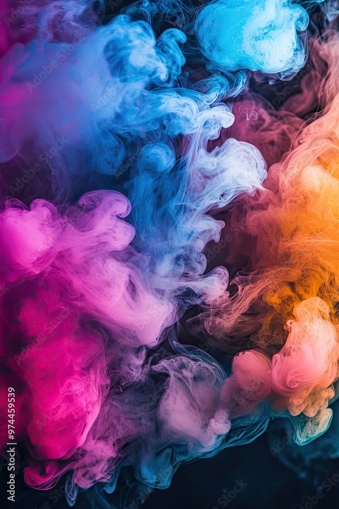 multi-colored smoke on a dark background. Selective focus multi-colored smoke on a dark background. Selective focus