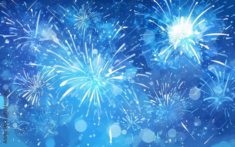 Obraz premium Blue Sky with Fireworks