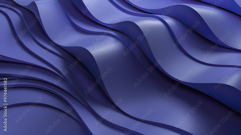 Fototapeta premium Abstract blue background with smooth curved lines, featuring a gradient from deep to light shades. The design emphasizes a wave-like curve, symbolizing fluidity and movement. This elegant and minimali
