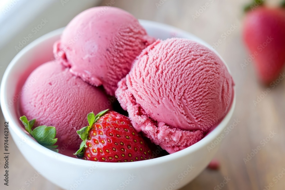 Beautiful Strawberry ice cream scoop in the bowl. Beautiful Strawberry ice cream scoop in the bowl.