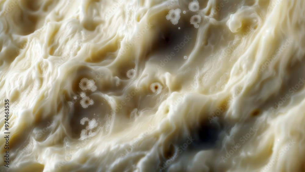 Creamy Swirls. Macro image of cream-colored substance with swirling patterns, bubbles, and intricate textures. Creamy Swirls. Macro image of cream-colored substance with swirling patterns, bubbles, and intricate textures.