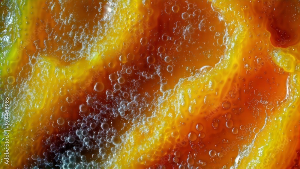 Citrus Burst. Vibrant orange and yellow fluid with bubbles and swirls, resembling a close-up of carbonated fruit juice or soda. Citrus Burst. Vibrant orange and yellow fluid with bubbles and swirls, resembling a close-up of carbonated fruit juice or soda.