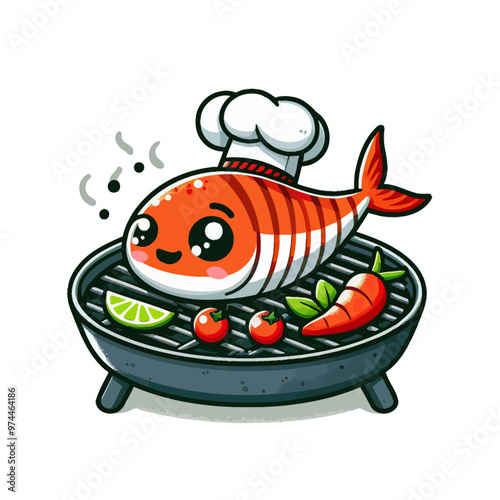 Vector image of a grilled fish