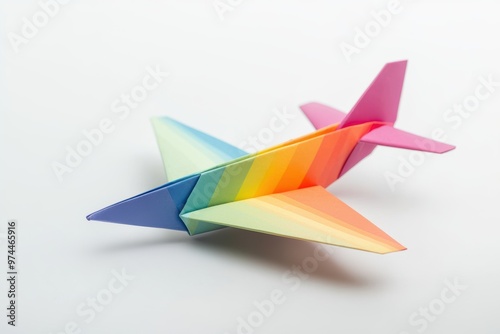 A colorful origami-style paper airplane, folded with precision, elegant and intricate, isolated on white background Free Download A colorful origami-style paper airplane, folded with precision, elegant and intricate, isolated on white background - GFXLoad