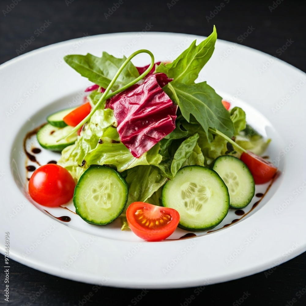 Image of a colorful, vibrant salad with fresh vegetables and a vinaigrette dressing Image of a colorful, vibrant salad with fresh vegetables and a vinaigrette dressing