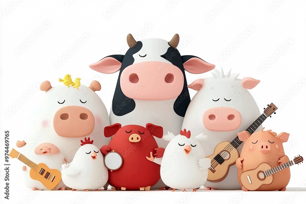 Farm Animal Band Playing Music Together Farm Animal Band Playing Music Together