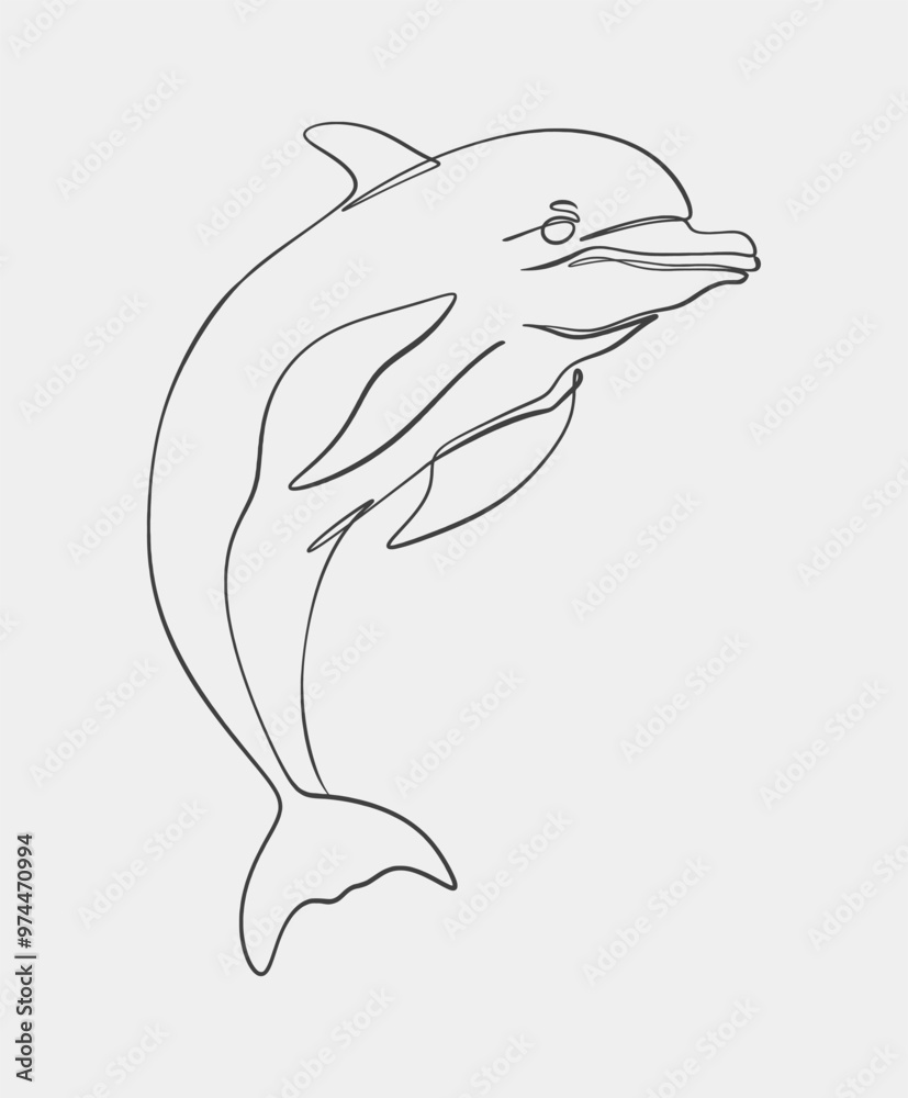 A simple and elegant line drawing of a dolphin, featuring clean, flowing lines and a minimalist artistic style. A simple and elegant line drawing of a dolphin, featuring clean, flowing lines and a minimalist artistic style.