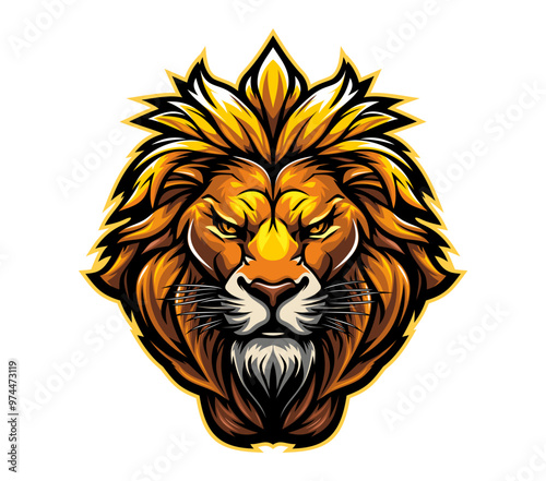 AI generated lion head mascot for heraldic emblem with wild animal, vector badge. Lion mascot head for hockey, rugby or baseball and basketball varsity team or league t shirt print and sport club sign