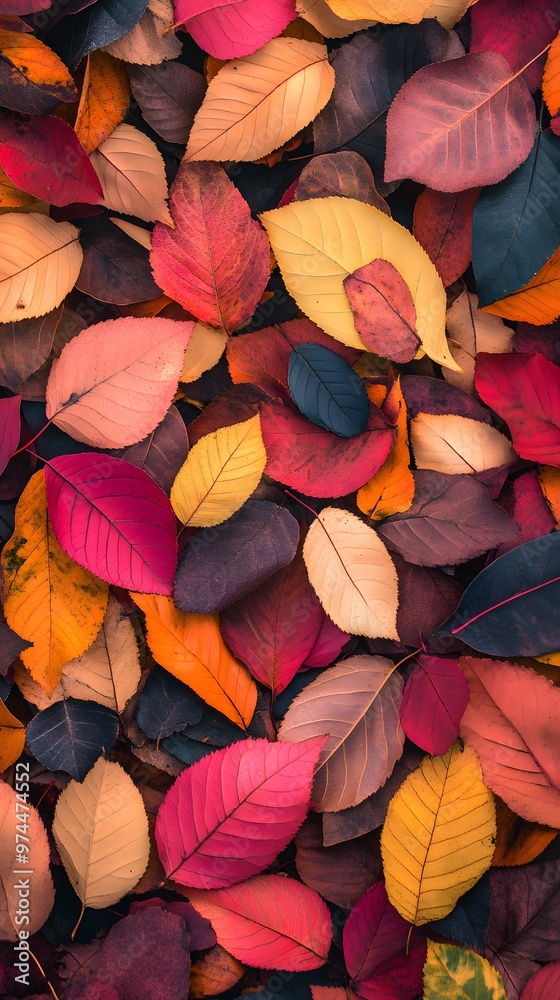A pile of colorful autumn leaves spread out on the ground, symbolizing change and beauty in nature. This scene would make a stylish wallpaper A pile of colorful autumn leaves spread out on the ground, symbolizing change and beauty in nature. This scene would make a stylish wallpaper
