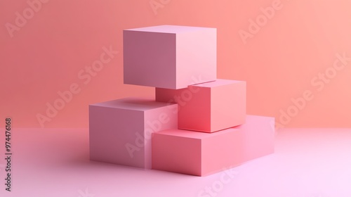 Four pink cubes on a pink background.