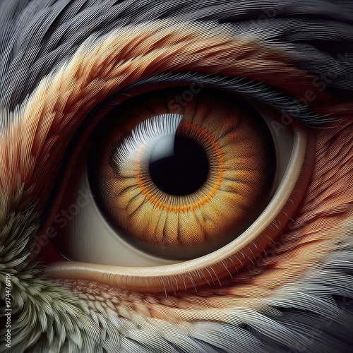 hawk eye close-up, 3d render photo