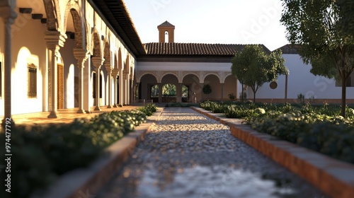 Medieval Spanish courtyard as background 