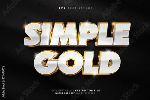 Simple White Gold Bold 3D Text Effect