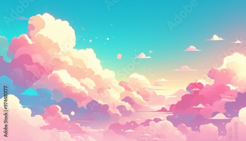 Beautiful Pastel Colored Sky with Clouds Background