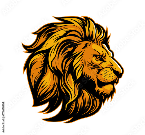 Heraldic lion animal mascot, ai generated regal and fierce predatory animal character head, symbolize strength, leadership, pride and courage, embodies the spirit of champion with its majestic mane