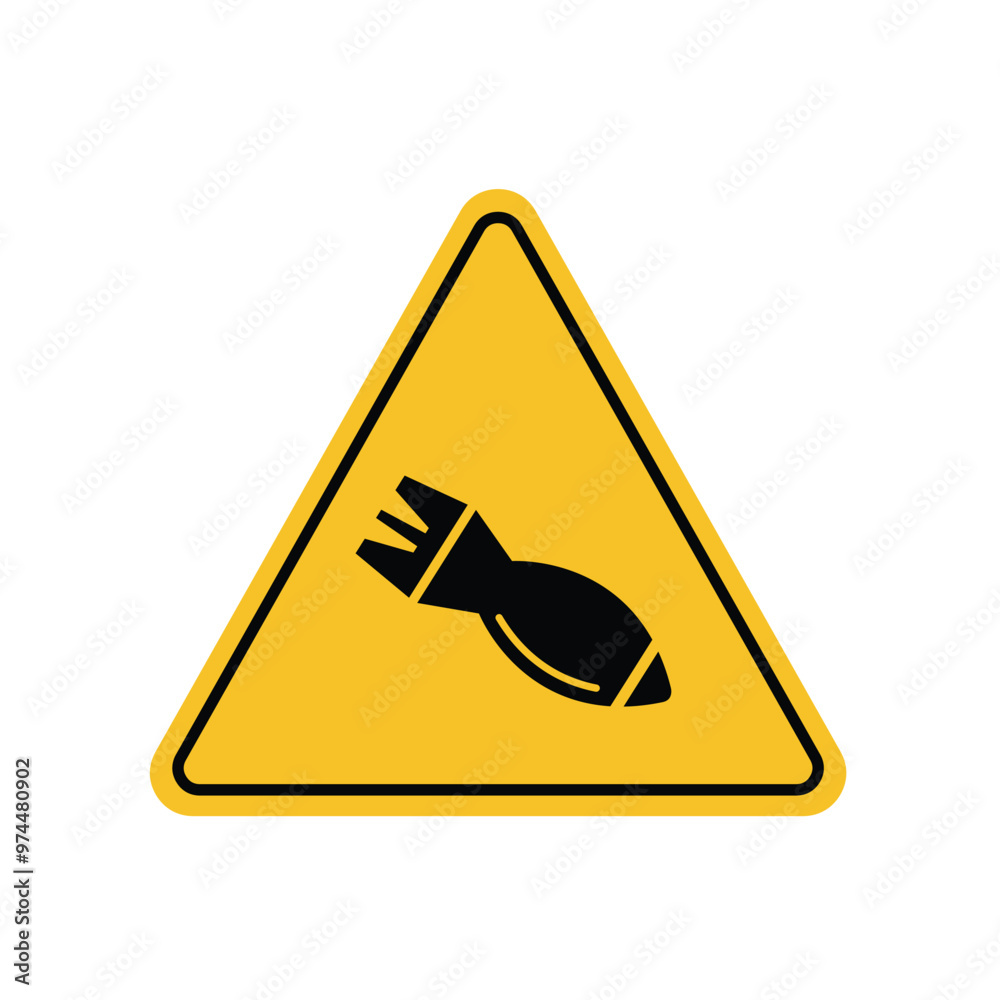 missile warning with yellow triangle board. Suitable for posters and web icons missile warning with yellow triangle board. Suitable for posters and web icons