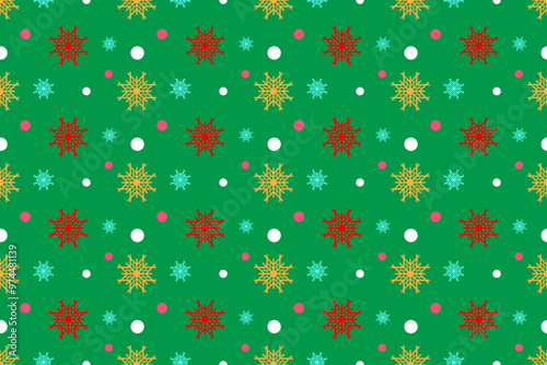 Colorful Seamless Snowflakes pattern Background With Star For Christmas and New Year. Vector Illustration