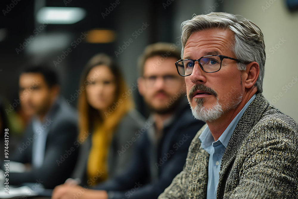Businessman meeting important with colleagues at a boardroom table.