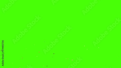 Golden confetti explosion on green screen. Birthday celebration party. 4K