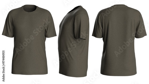 Plain color man t shirt design with isolated background for mockup design with round neck