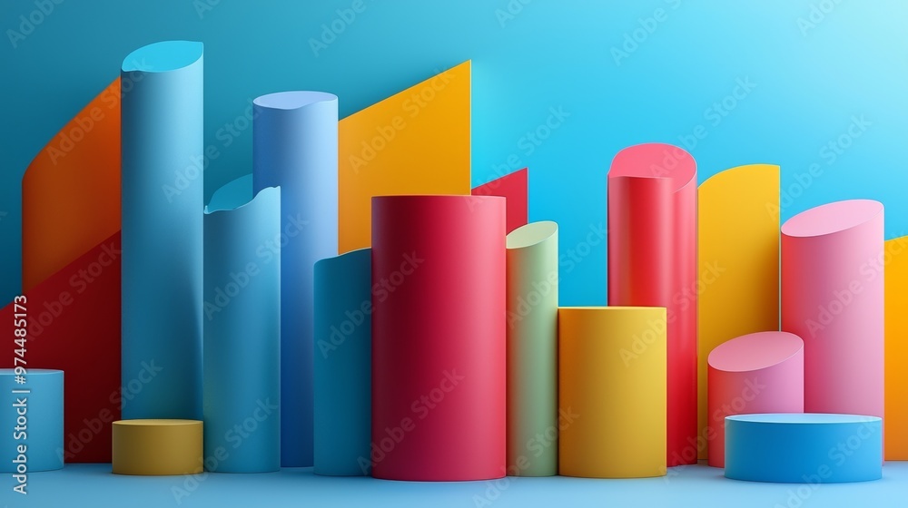 Colorful Cylinders Abstract Geometric Shapes Background Colorful Cylinders Abstract Geometric Shapes Background