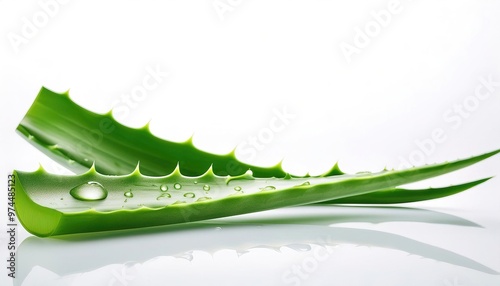 Aloe Vera is a succulent plant species widely distributed containing polysaccharide gel acemannan, which can be used for topical purposes. Isolated on white background with copy space