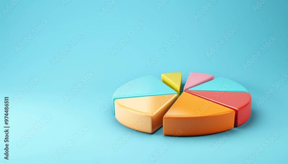 Obraz premium Colorful 3D Pie Chart on Blue Background