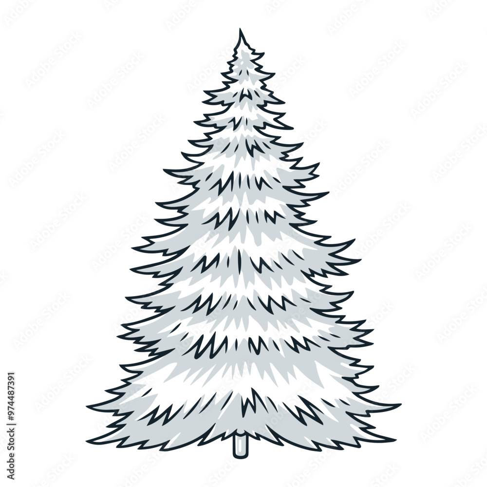 Obraz premium Coniferous tree vintage sticker monochrome