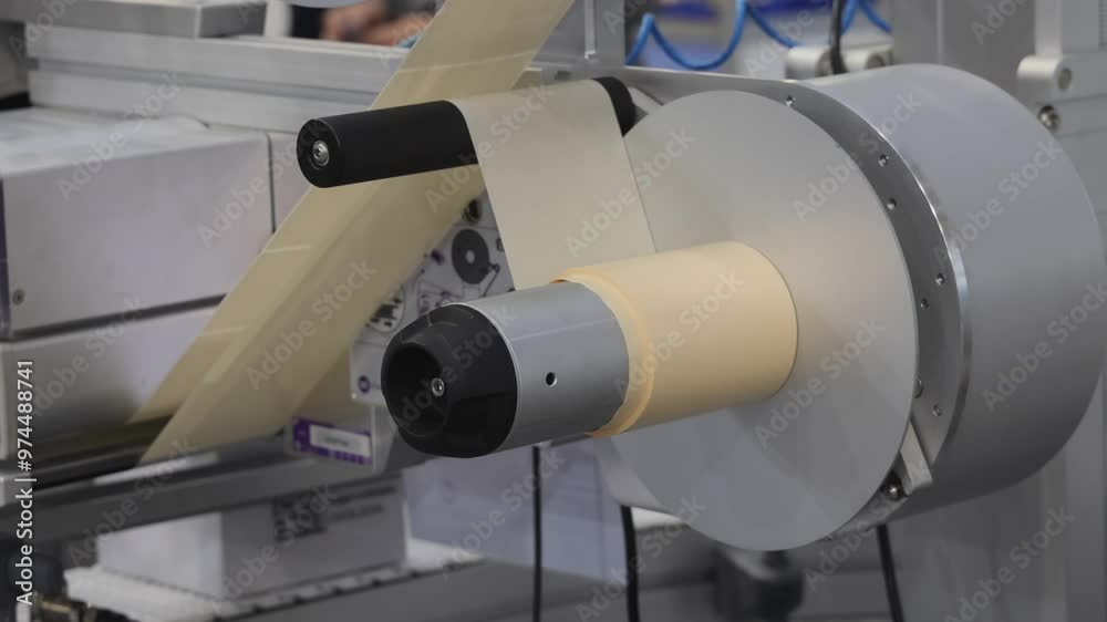 Automatic Labelling Machine Stickers in Roll Packaging Factory Conveyor Belt Automatic Labelling Machine Stickers in Roll Packaging Factory Conveyor Belt