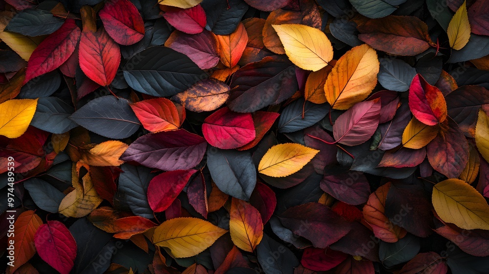 A pile of colorful autumn leaves spread out on the ground, symbolizing change and beauty in nature. This scene would make a stylish wallpaper A pile of colorful autumn leaves spread out on the ground, symbolizing change and beauty in nature. This scene would make a stylish wallpaper
