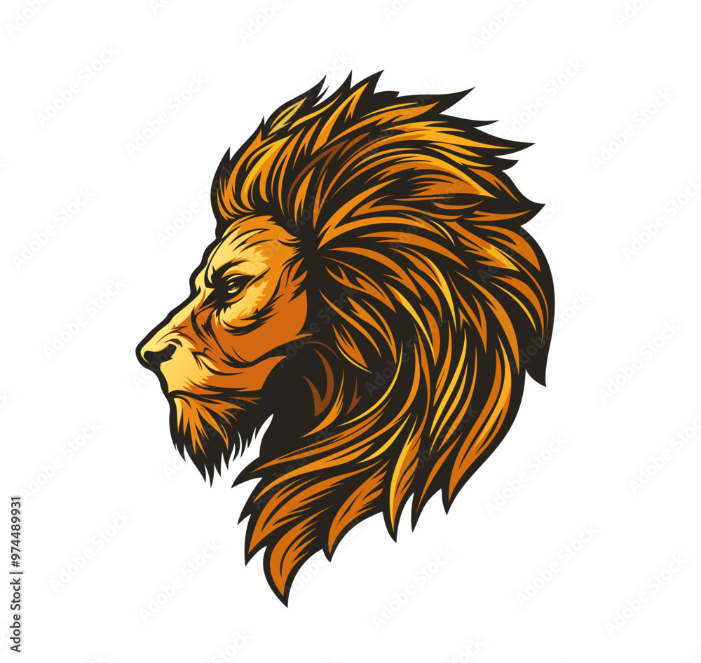 AI generated lion head mascot or heraldic animal icon for sport club, vector emblem. Lion mascot profile head for hockey, rugby or baseball varsity team or league t shirt print or sport badge AI generated lion head mascot or heraldic animal icon for sport club, vector emblem. Lion mascot profile head for hockey, rugby or baseball varsity team or league t shirt print or sport badge