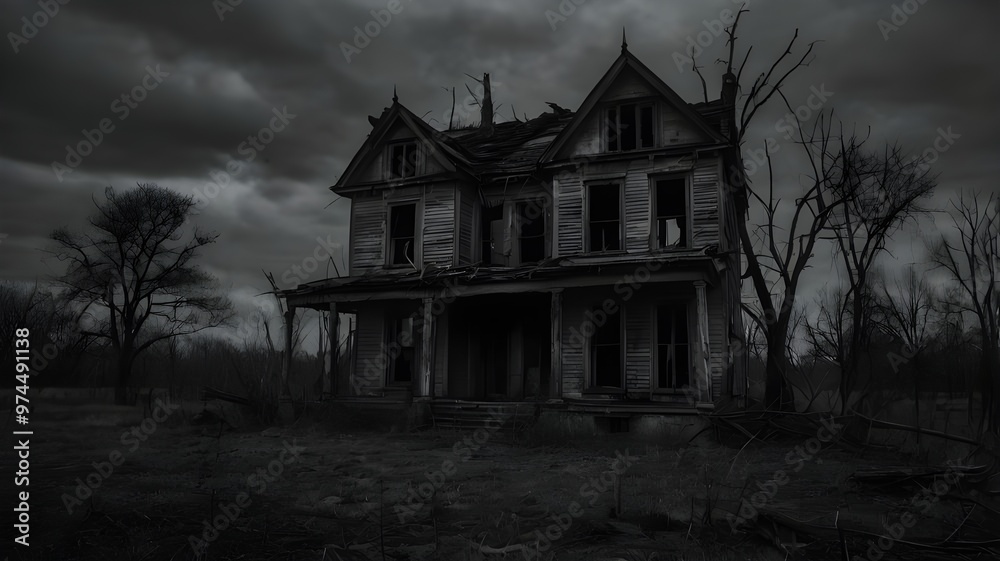 haunted scary old house on an open dead field haunted scary old house on an open dead field