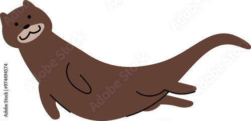 Flat Vector Illustration of Otter