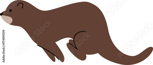 Flat Vector Illustration of Otter
