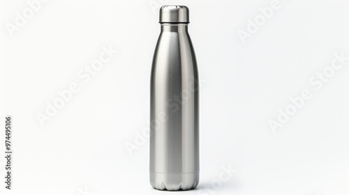 shiny metal water bottle isolated