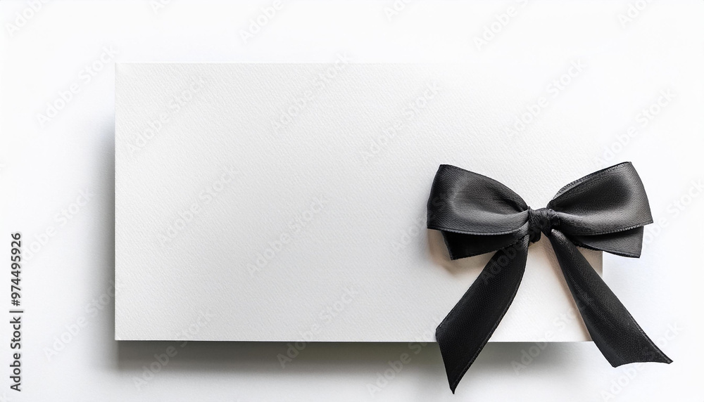 Vector 3D Realistic Blank Gift Card and Gift Certificate Template with Silk White and Black Ribbon and Satin Bow. Greeting or Sale Card, Isolated. Birthday, Christmas, Party Gifts, Invitation Concept Vector 3D Realistic Blank Gift Card and Gift Certificate Template with Silk White and Black Ribbon and Satin Bow. Greeting or Sale Card, Isolated. Birthday, Christmas, Party Gifts, Invitation Concept