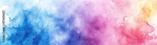 Vibrant watercolor background with soft blends of blue, purple, and pink hues. Perfect for artistic designs, invitations, and creative projects. photo