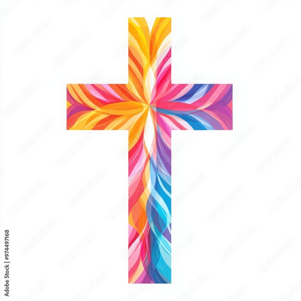 A vibrant, abstract illustration of a cross, featuring flowing colors of pink, blue, and orange, symbolizing faith and spirituality. A vibrant, abstract illustration of a cross, featuring flowing colors of pink, blue, and orange, symbolizing faith and spirituality.
